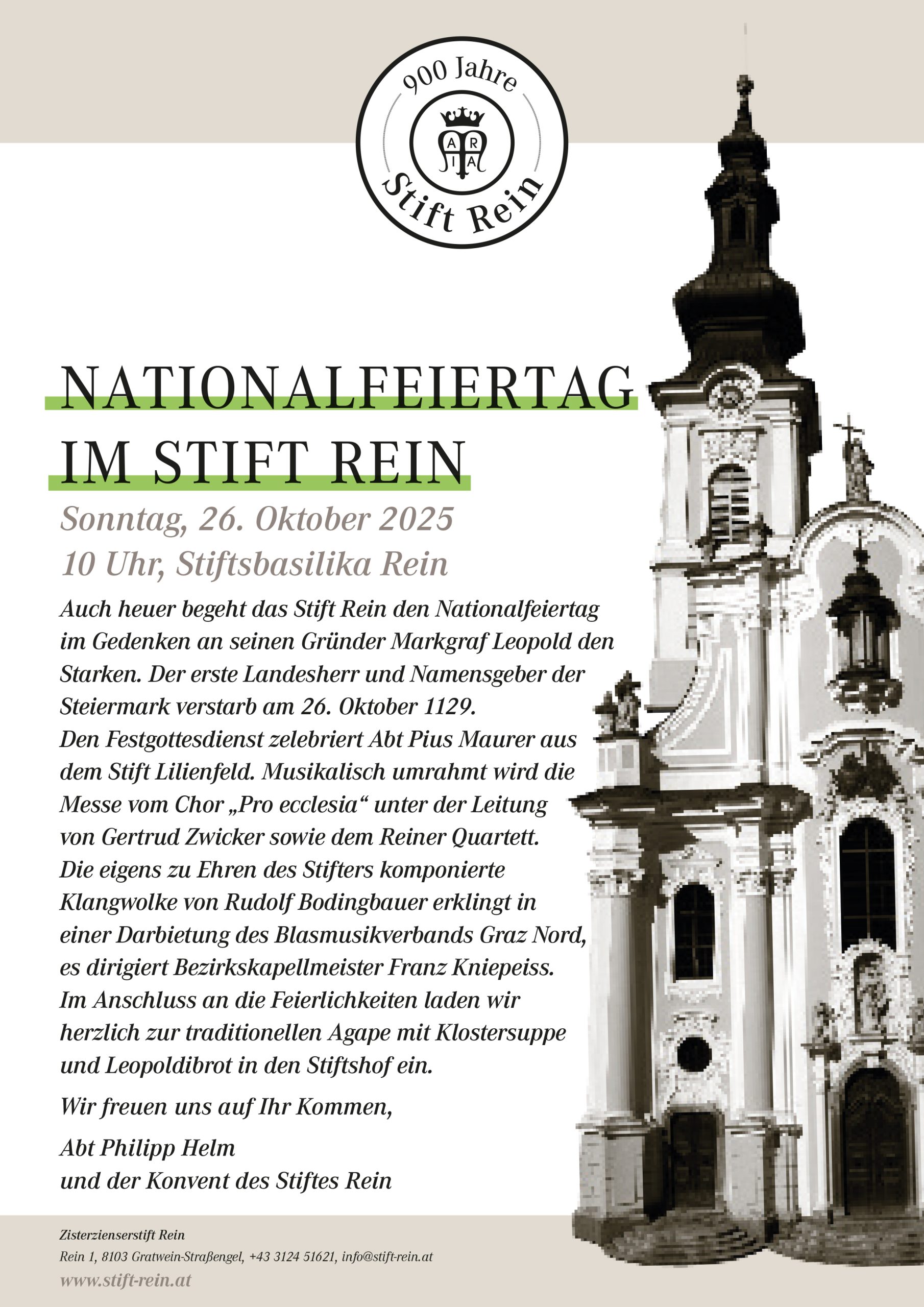 Nationalfeiertag in Stift Rein